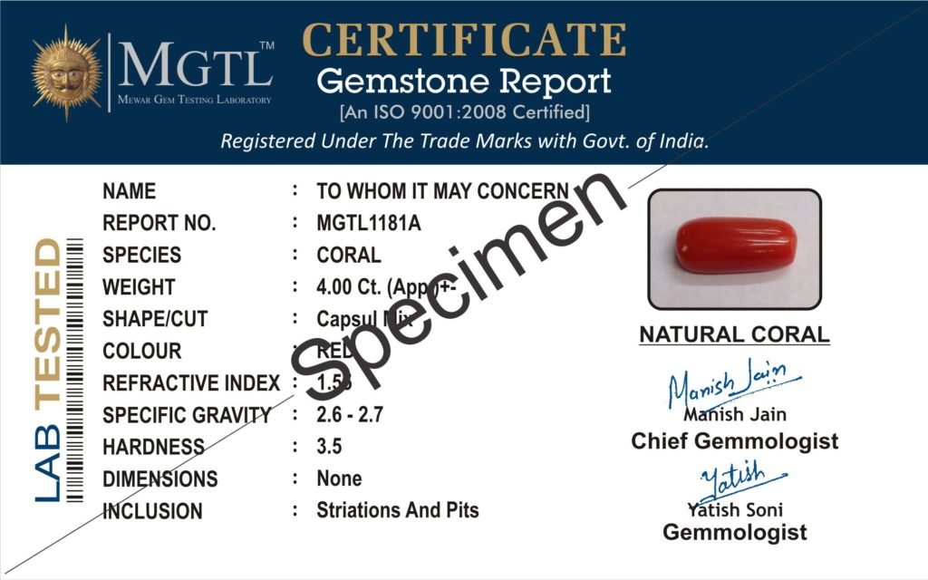 Loose GemStone Certificate – MGTL Udaipur